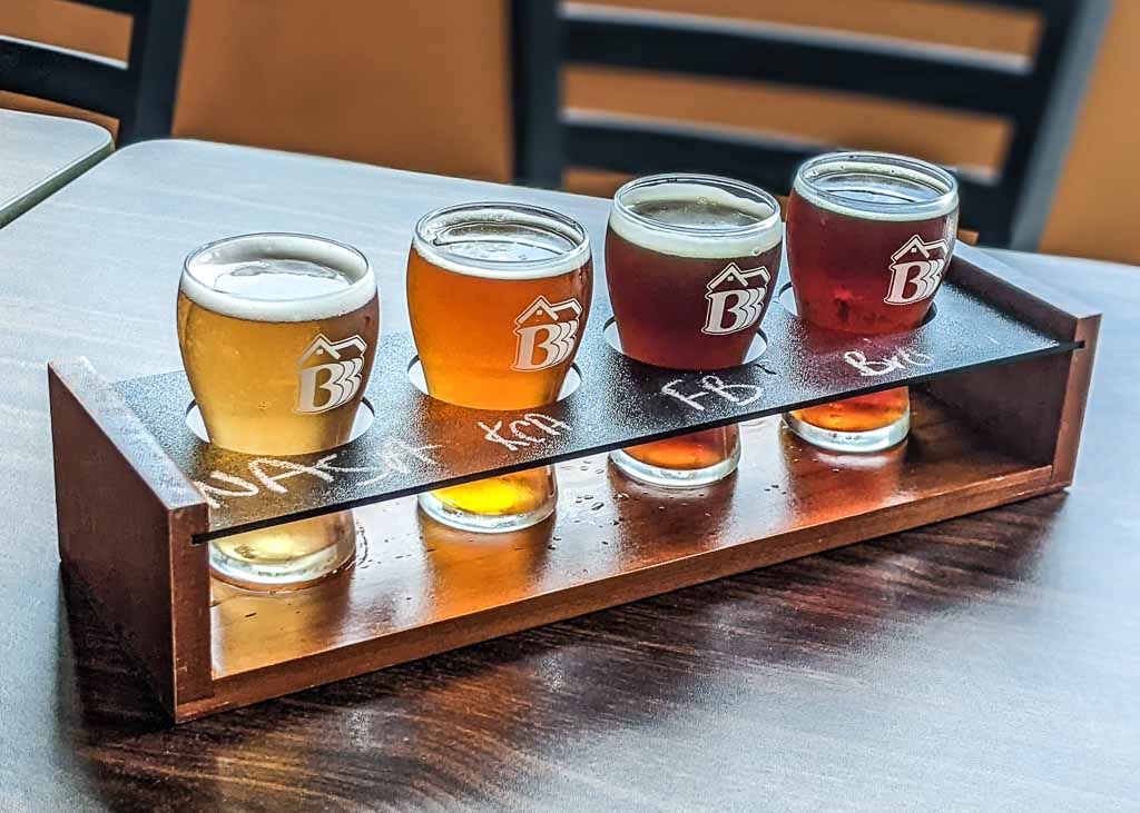 Four beers in a beer flight